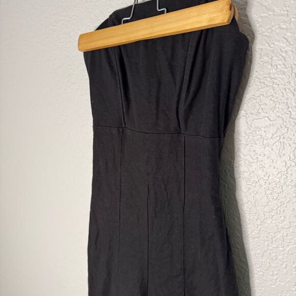 Stone Cold Fox Naples Black Strapless Jumpsuit Size 1 S Linen Tassel Fitted Chic - Picture 3 of 16